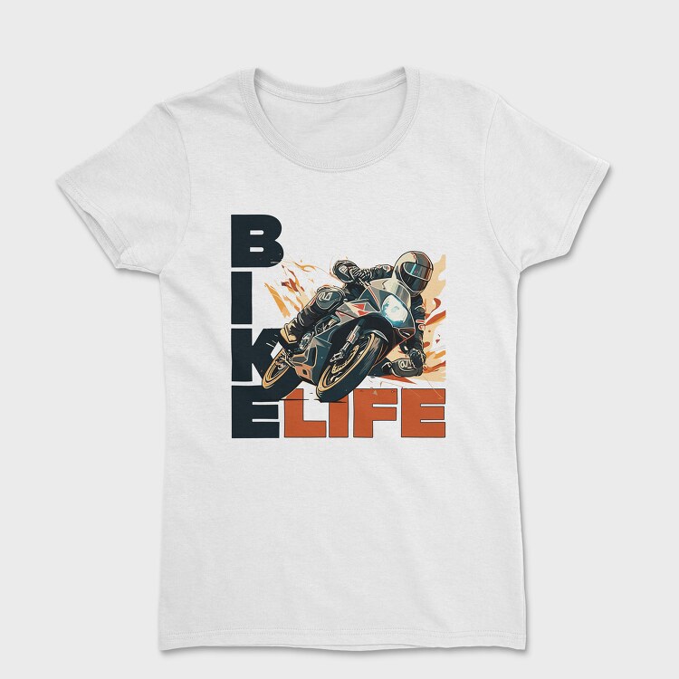 Tilted Racing Motorcycle Bike Life Cartoon, Tricou Femei