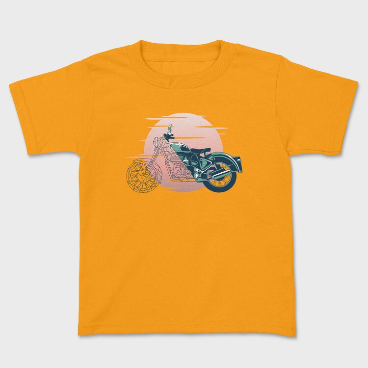 Vintage Geometric Motorbike, Tricou Copii