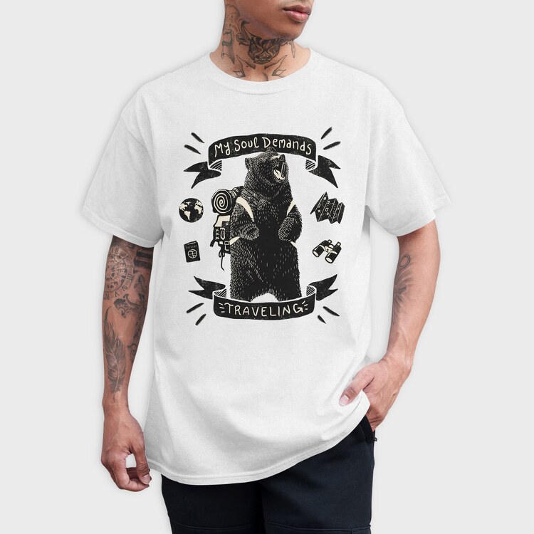 Wanderlust Bear, Tricou Barbati (Unisex)