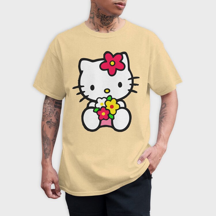 Cartoon Retro Hello Kitty 4, Tricou Barbati (Unisex)