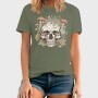 Skull With Mushrooms and Flowers, Tricou Barbati (Unisex)