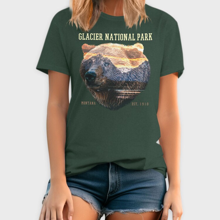 Glacier National Park Bear Lanscape, Tricou Barbati (Unisex)