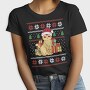 Cat With Gifts Ugly Sweater, Tricou Femei