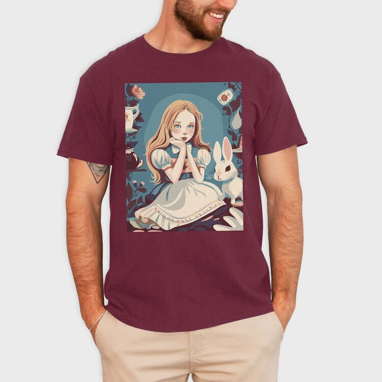 Cute Girl With Rabbit, Tricou Barbati (Unisex)