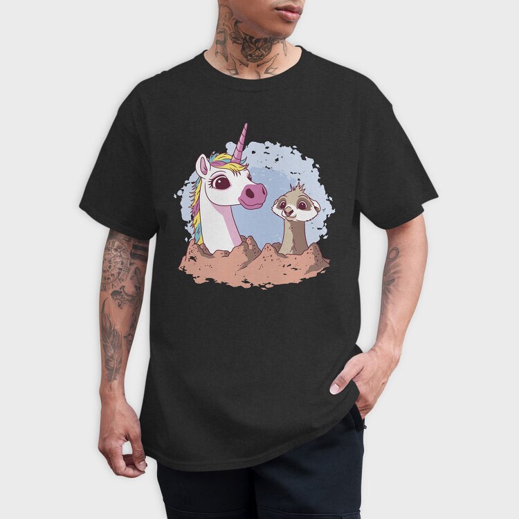 Unicorn and Meerkat, Tricou Barbati (Unisex)