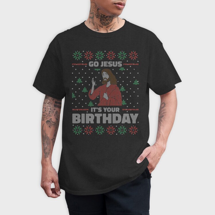 Jesus Birthday Uglysweater, Tricou Barbati (Unisex)
