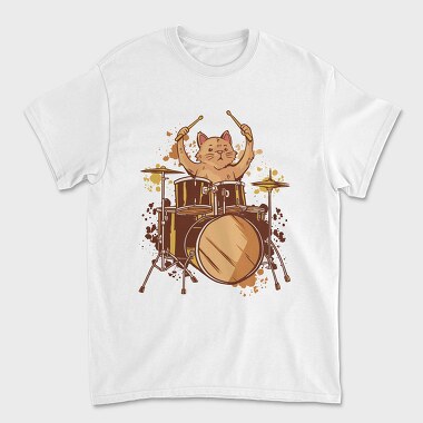 Drummer Cat, Tricou Barbati (Unisex)