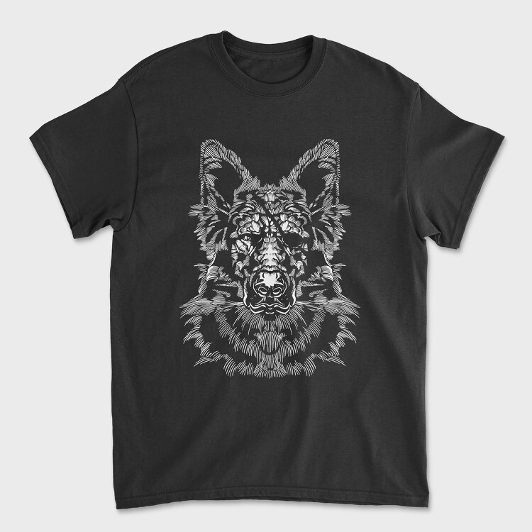 Monochrome Portrait German Shepherd, Tricou Barbati (Unisex)