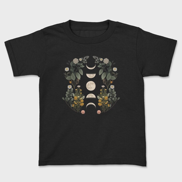 Moon Phases Dark Flowers, Tricou Copii