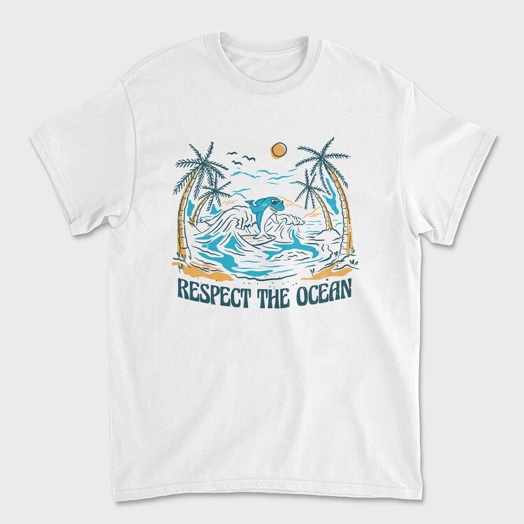 Respect the Ocean, Tricou Barbati (Unisex)