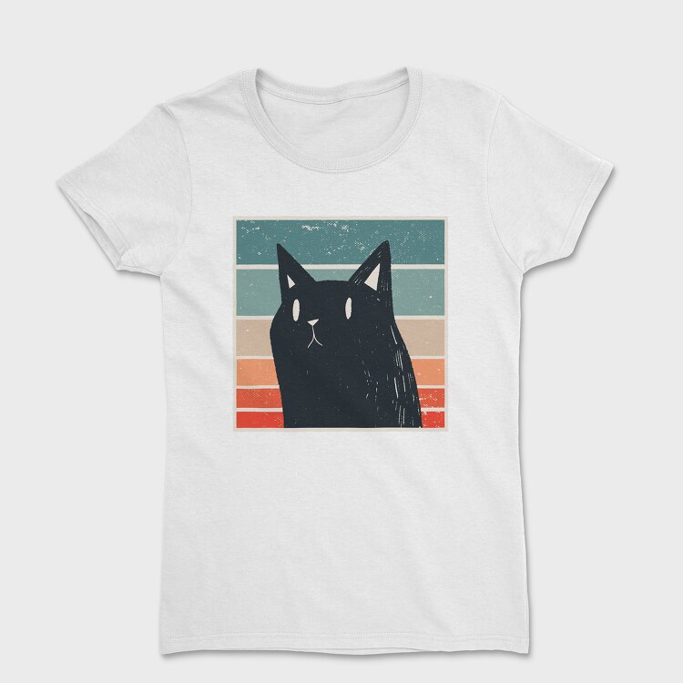 Retro Black Cat, Tricou Femei