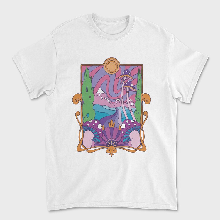 Retro Trippy Landscape, Tricou Barbati (Unisex)