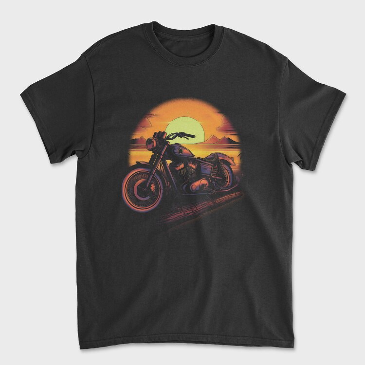 Motorcycle Sunset, Tricou Barbati (Unisex)