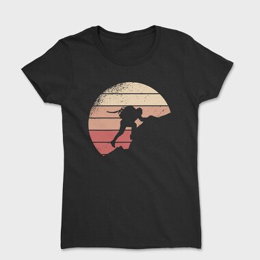 Mountain Climbing Retro Sunset, Tricou Femei