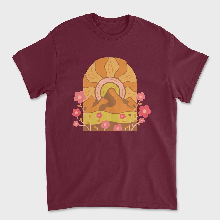 Mountain Flowers Sunset, Tricou Barbati (Unisex)