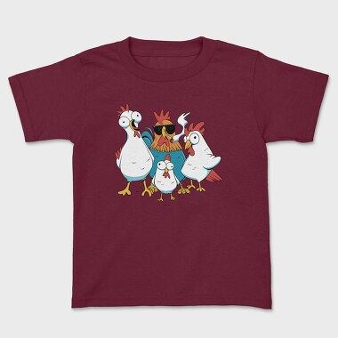 Rooster Cartoon Chickens, Tricou Copii