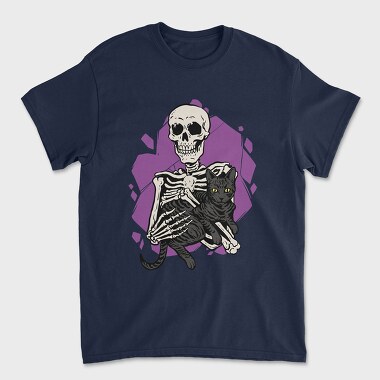 Skeleton Cuddling With a Black Cat, Tricou Barbati (Unisex)