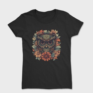 Owl Flowers Skull, Tricou Femei