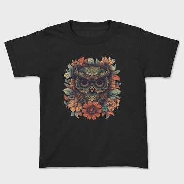 Owl Flowers Skull, Tricou Copii