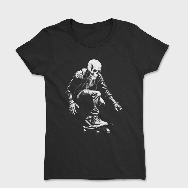 Skeleton Skater Monochrome, Tricou Femei