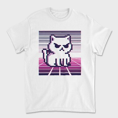 Pixel White Cat, Tricou Barbati (Unisex)