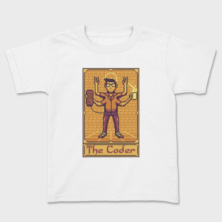 Pixelart Tarot Card the Coder, Tricou Copii