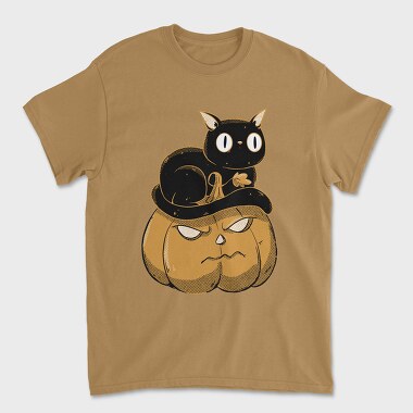 Pumpkin and Cute Black Cat, Tricou Barbati (Unisex)