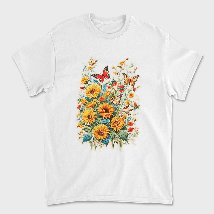 Butterfly and Flowers, Tricou Barbati (Unisex)