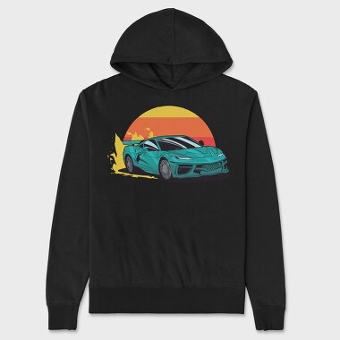 Racecar Retro Sunset, Hanorac Oversize Barbati (Unisex)