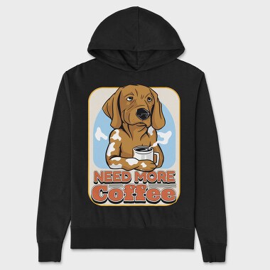 Need More Coffee Dog, Hanorac Oversize Barbati (Unisex)