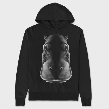 Monochrome Hippo Head, Hanorac Oversize Barbati (Unisex)