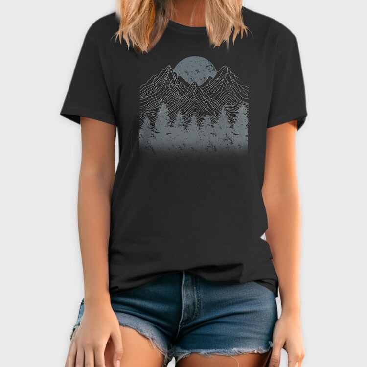 Lineal Mountains Pine Trees, Tricou Barbati (Unisex)