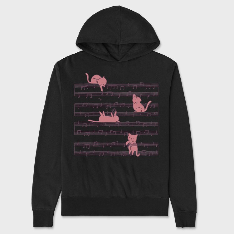 Music Sheet Cats, Hanorac Oversize Barbati (Unisex)