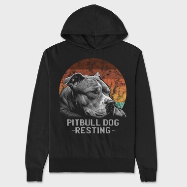 Pitbull Dog Resting, Hanorac Oversize Barbati (Unisex)