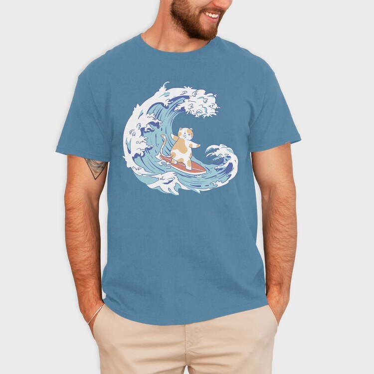 Cute Surfer Cat, Tricou Barbati (Unisex)