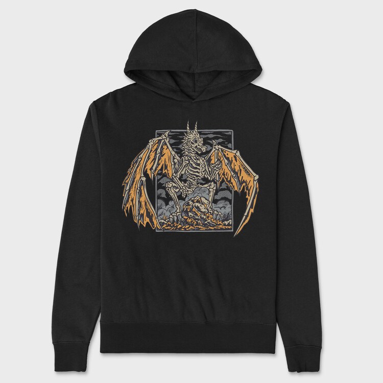 Skeleton Dragon, Hanorac Oversize Barbati (Unisex)