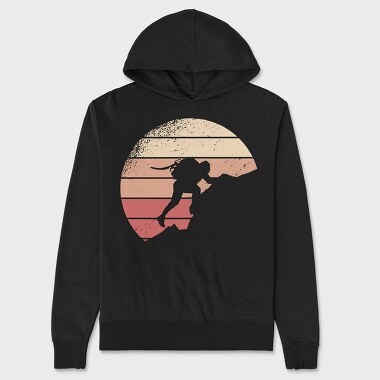 Mountain Climbing Retro Sunset, Hanorac Oversize Barbati (Unisex)