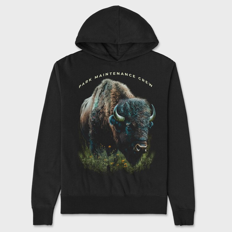 Realistic Bison, Hanorac Oversize Barbati (Unisex)