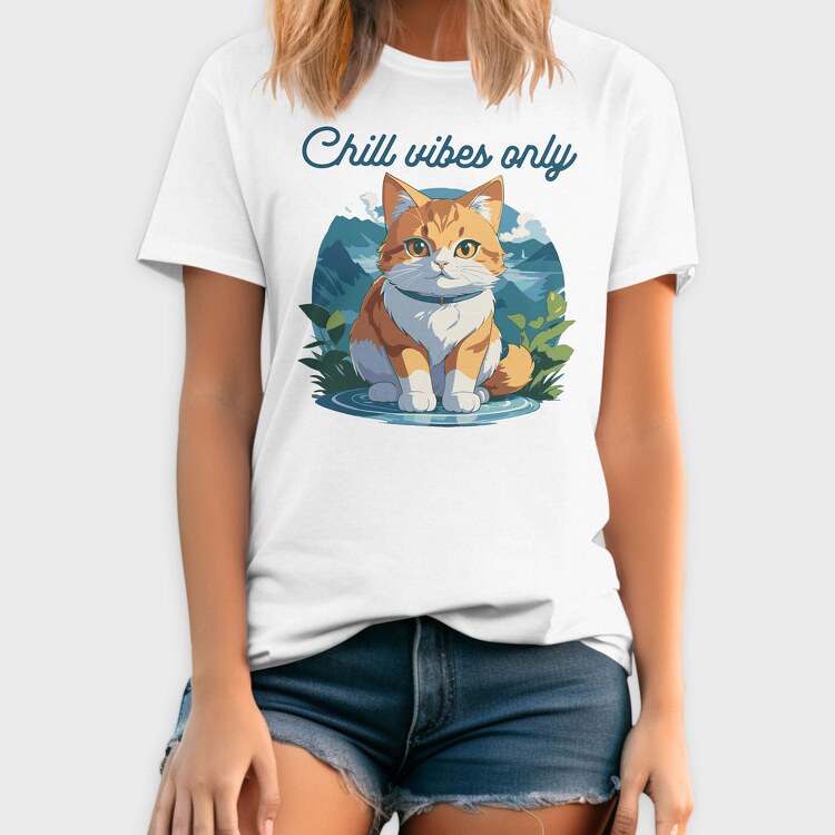 Cat Chill Vibes, Tricou Barbati (Unisex)