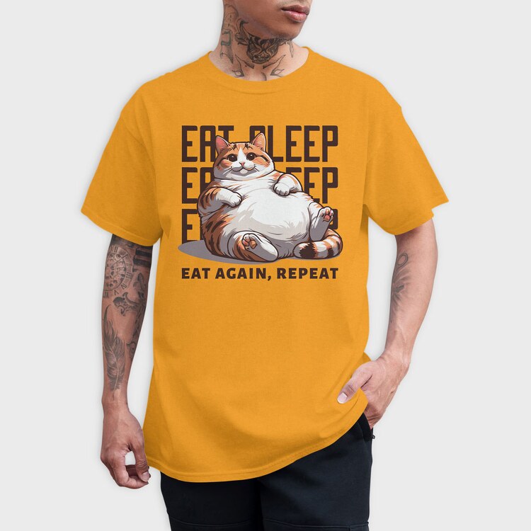 Cat Eat Sleep Repeat, Tricou Barbati (Unisex)