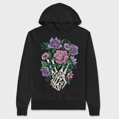 Skeleton Hands Flower, Hanorac Oversize Barbati (Unisex)