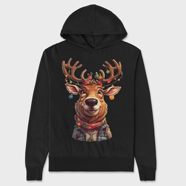 Reindeer Christmas Funny, Hanorac Oversize Barbati (Unisex)