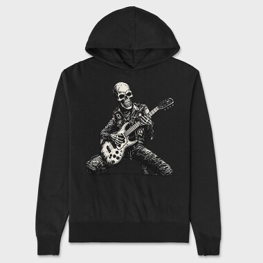 Skeleton Playing Electric Guitar, Hanorac Oversize Barbati (Unisex)