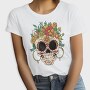 Skull Traditional Flowers, Tricou Femei