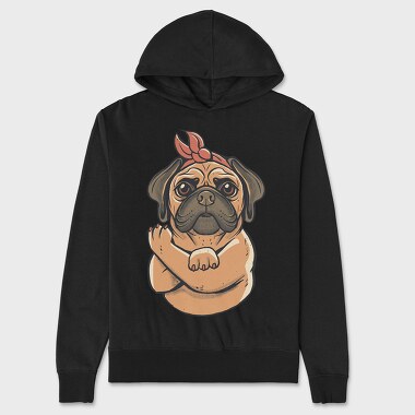 Pug Strong Woman, Hanorac Oversize Barbati (Unisex)