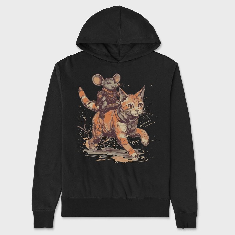 Mouse Cowboy Cat, Hanorac Oversize Barbati (Unisex)