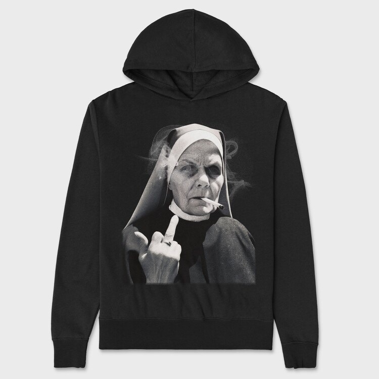 Nun Middle Finger, Hanorac Oversize Barbati (Unisex)