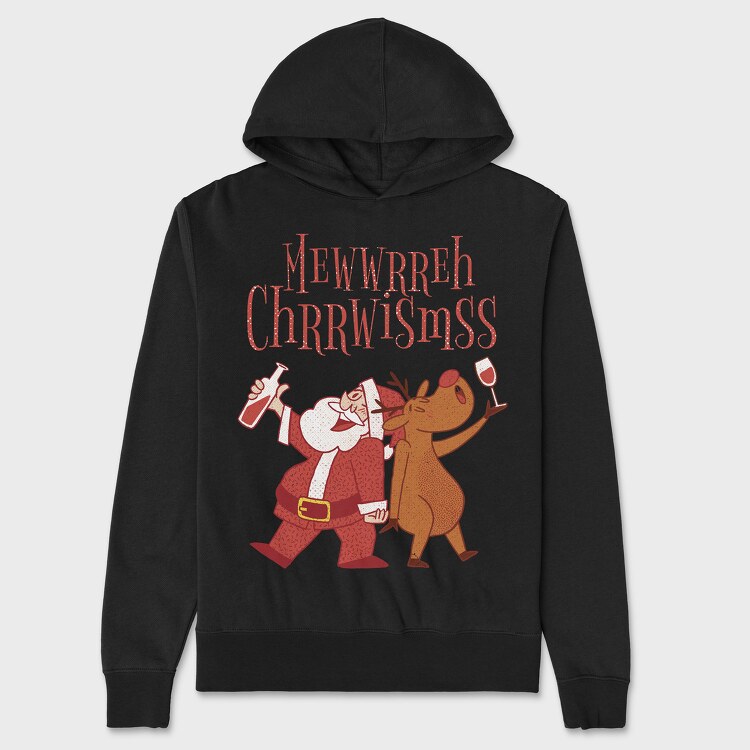 Santa and Deer Drunk, Hanorac Oversize Barbati (Unisex)