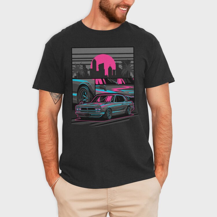 Skyline Retro Night, Tricou Barbati (Unisex)