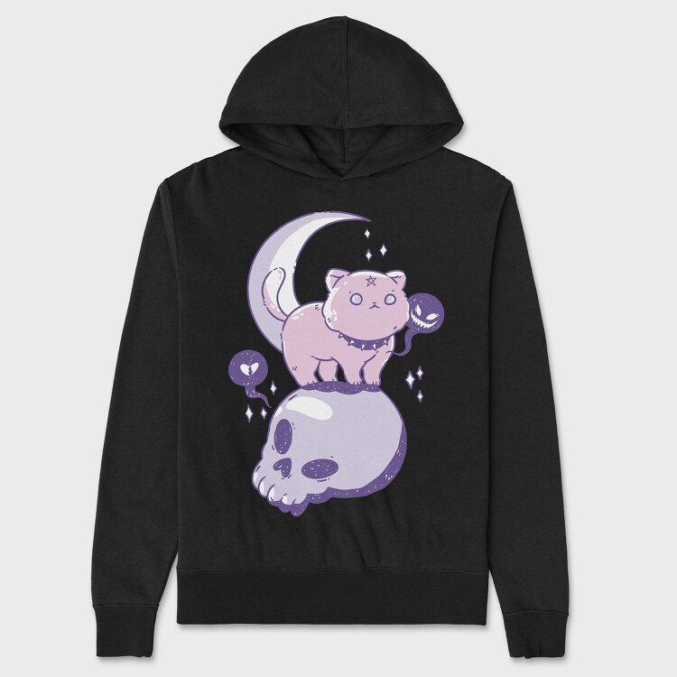 Pastel Goth Cat Skull, Hanorac Oversize Barbati (Unisex)